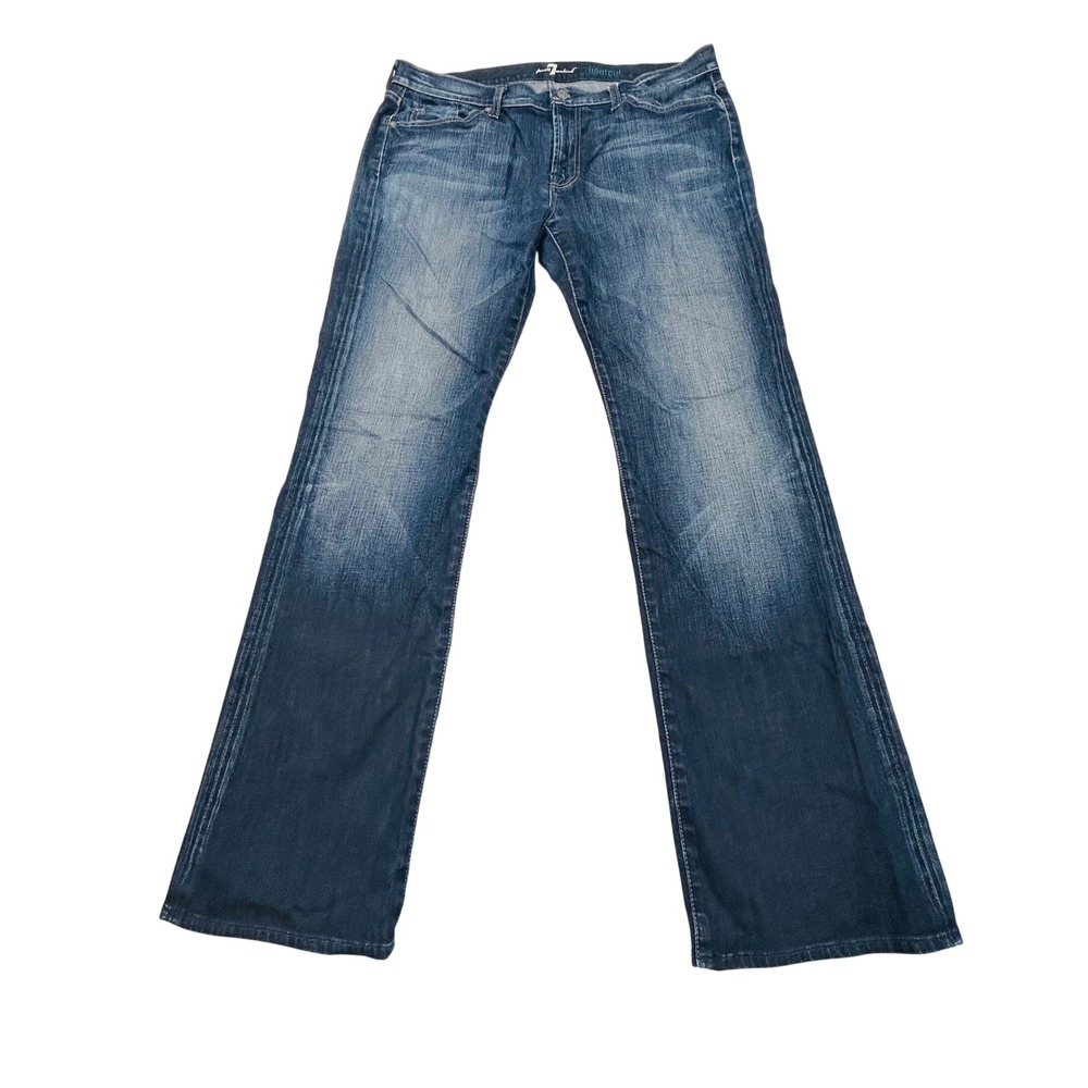 7 For All Mankind Bootcut Jeans Mens 34x32 Dark Wash Distressed Y2K Streetwear
